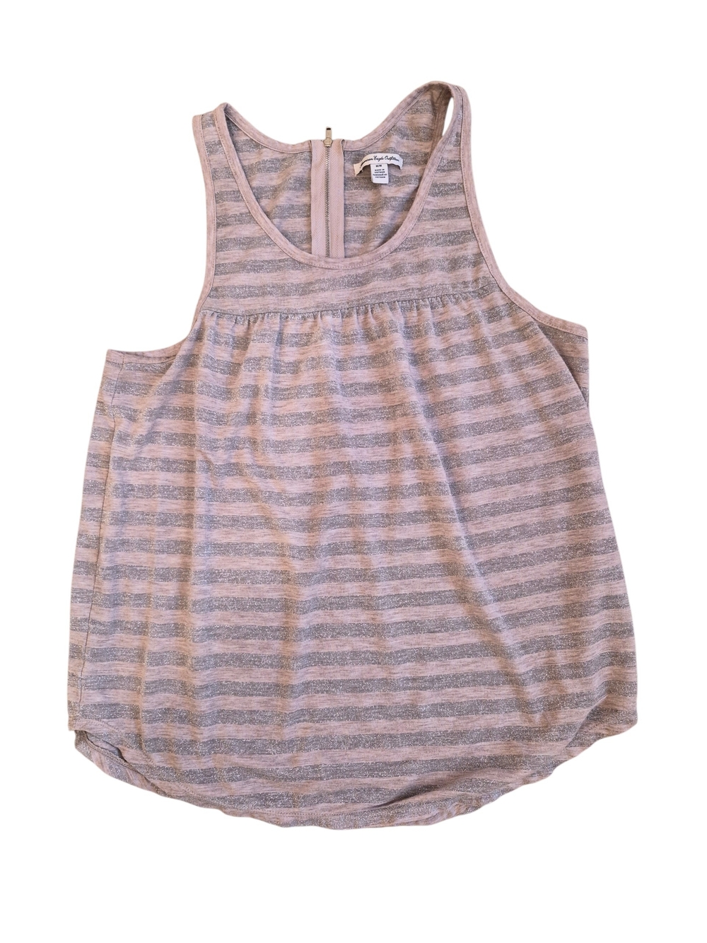 American Eagle Outfitters Tan and Silver Striped Scoop Tank